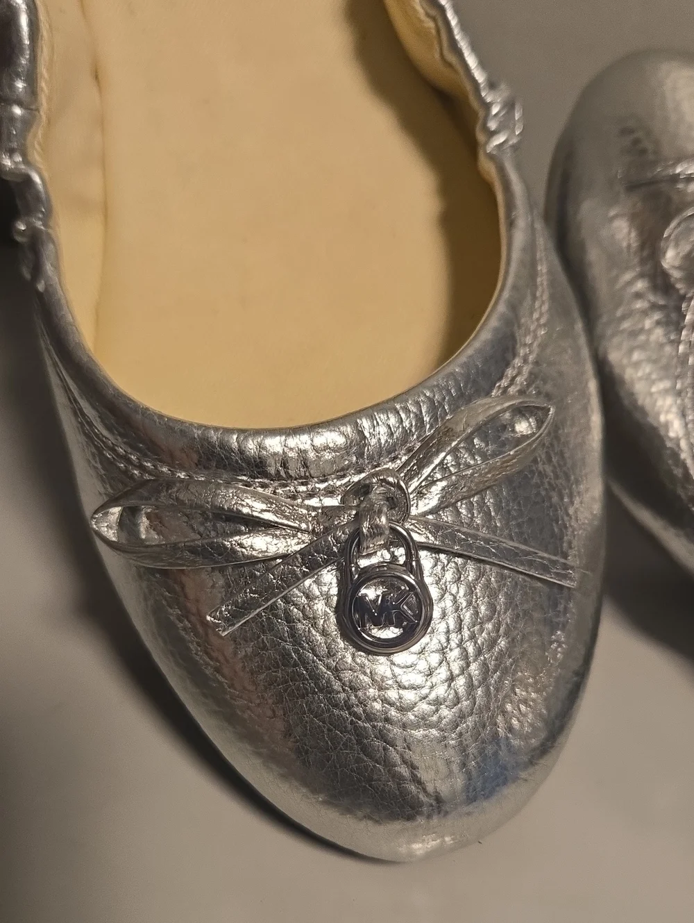Michael Kors Silver Metallic Leather Ballet Flats